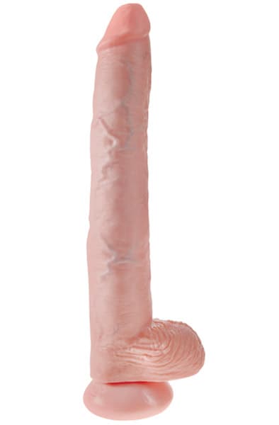 Dildo med Pung 38 cm - Ljus hudfärg