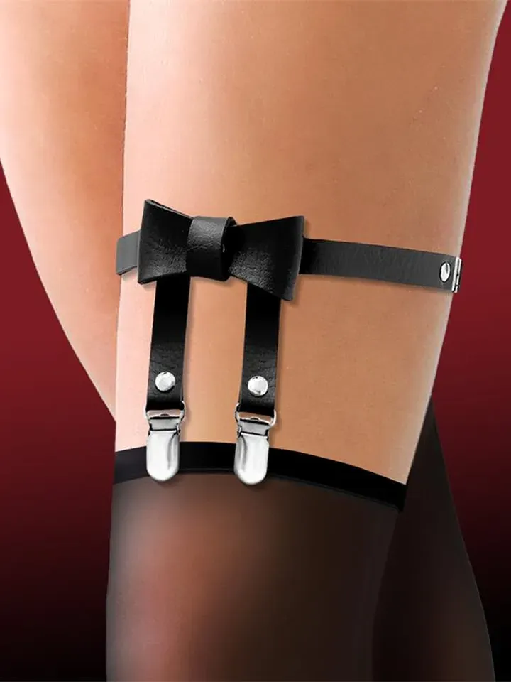 Garter With Bow Tie Vegan Leather
