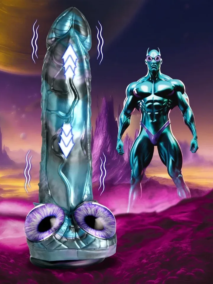 Astro-Thrust - Thrusting and Vibrating Silicone Dildo - Blue/Purple