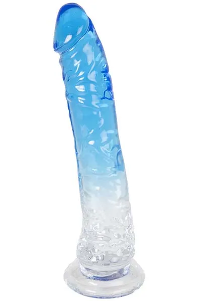 Dual Color Dildo Blue & Clear 20 cm Dildo med sugpropp