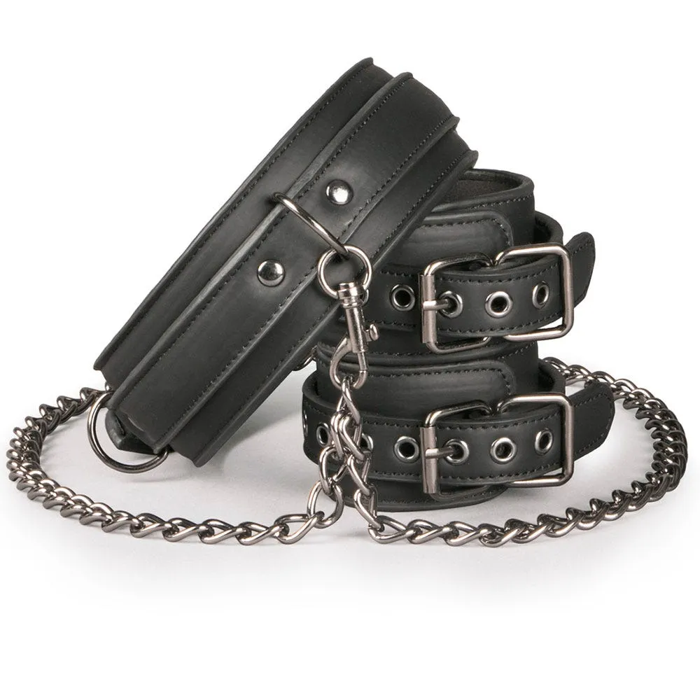 Easytoys Leather Collar With Handcuffs