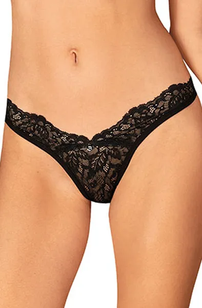 Obsessive Bellastia Thong Black XS/S Spetstrosa