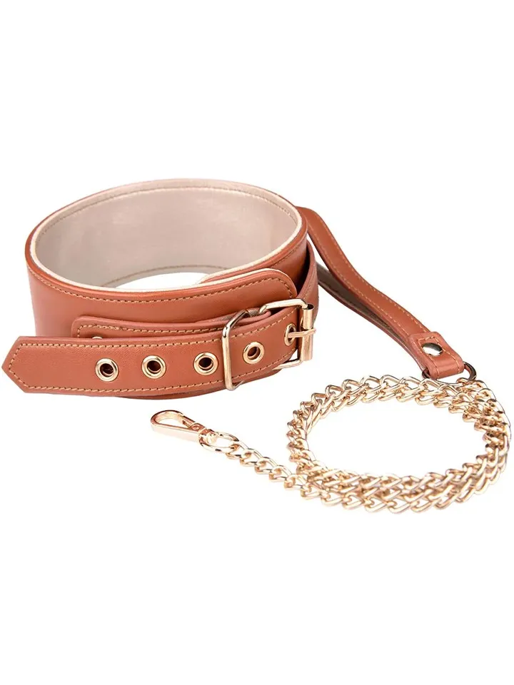 Blaze Elite Collar & Chain Cognac Vegan Leather
